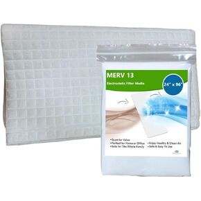 MERV 13 Filter Media, Cut to Fit Air Filter Material, Washable Air Filter (24" x 96" x 1/16")