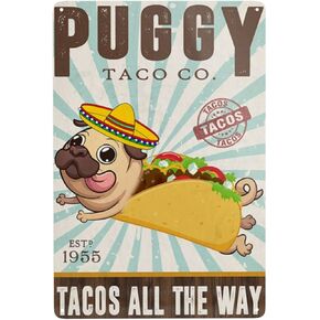 Metal Tin Sign Wall Decor Wall Art Decor Pug Dog Metal Sign for Cafe Bar Restaurant Supermarket Shop Best Gifts Idea 8 x 12 Inches