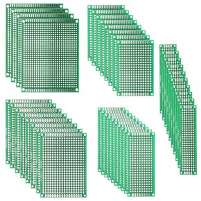 40PCs PCB Board Prototyping PCBs Circuit Boards Kit | 5 Size Universal untraced Perforated Printed Circuits Boards | Solder-able Circuit Protoboards for DIY Soldering Electronic Projects