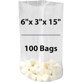 Gusseted Plastic Poly Bag - 8x3x15 (100 Bags) 1Mil | Clear Heat Sealable | Durable Open Top Plastic Bags for Party Favor, Cookie, Candy, Small Gift Wrapping, Dessert, Bakery Bags