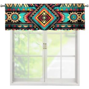 Aztec Window Valance Curtain Decor Farmhouse Curtain Southwestern Window Treatments Covering Small Valances for Living Room Window Drapes Tribal Navajo American Curtains