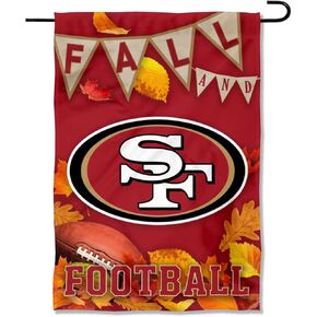 San Francisco 49ers Fall Leaves Decorative Football Garden Flag Double Sided Banner