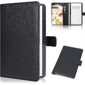 Server Book for Waitress-Leather Waitress Book Organizer with Zipper Pocket Cute Waiter Book Server Wallet with Magnetic Closure, Glitter Black in Kuwait