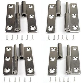 4Pcs 1.5" Detachable Door Hinges,Rising Butt Lift Off Door Hinge,Small Slip Joint Flag Hinges(Right Handed 2Pcs+Left Handed 2Pcs)