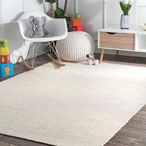 nuLOOM Ago Geometric Wool Area Rug, 7' 6" x 9' 6", Cream