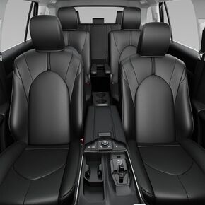 PTYYDS Seat Covers Compatible with 2020-2024 Toyota Highlander Seat Covers 7-Seats Replacement for 2020-2024 Highlander Accessories(2020-2024 W/Second Row Captain Chair,Full Set,Black)