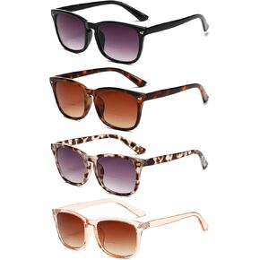 Bifocal Reading Sunglasses for Women Men - Classic Retro Outdoor Sun Readers with Metal Hinge - Anti Glare UV400 Protection - 4 Pairs, +1.0