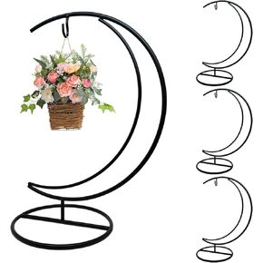 Ornament Display Stand, 4 PCS Metal Moon Stand for Terrariums, Air Plants, Flower Pots - Iron Pothook Rack for Hanging Glass Globe Balls - Perfect Ornament Hangers and Stands