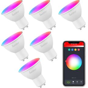 Avatar Controls 6 Pack GU10 WiFi Smart Bulbs, Alexa PAR16 LED Recessed Track Light Bulb 5W Color Changing Music Sync Timer Group Control 100°Beam Angle for Kitchen, Garages, Living Room, Bedroom