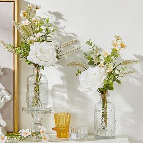 Serwalin 2 حزمة زهور الأقحوان الاصطناعية في مزهرية، 8 قطع باقة زهور الأقحوان ترتيبات الأزهار، زهور الربيع وهمية في مزهرية لديكور المنزل in Kuwait