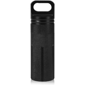 Keychain Container, Pill Containers, Pill Storage Case Keychain, Waterproof Airtight Bottle, Dry Box for Men Women Outdoor Travel Camping Tool (Black)