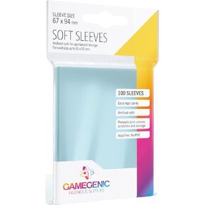 Soft Sleeves Pack of 100 Clear Standard Card Game Sleeves for Board Games and Card Games | Extra-High Clarity | Professional Protection for Up to 100 TCG Decks and Gaming Cards | Made by Gamegenic