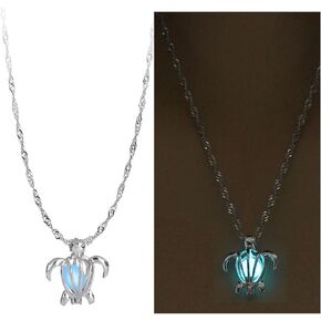 Glow in Dark Necklace Oil Diffuser Necklace for Women Aroma Jewelry Pearl Cage Pendant for Lava Stone