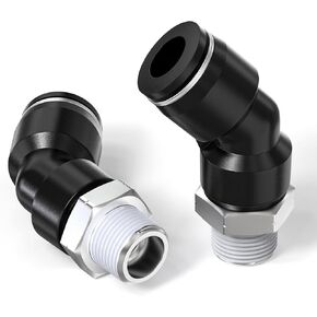 TAILONZ PNEUMATIC Male Elbow 1/4 Inch Tube OD x 1/4 Inch NPT Thread 135 Push to Connect Fittings PL-1/4-N2 (Pack of 10)