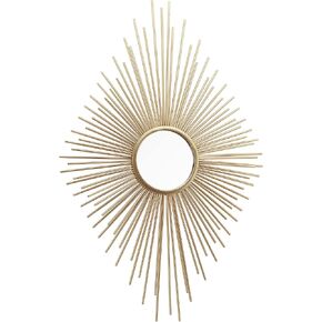 PARISLOFT Metal Sunburst Wall Mirror, Diamond Shaped Champagne Gold Wall Mirror,38"H