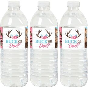 Big Dot of Happiness Buck or Doe - Hunting Gender Reveal Party Water Bottle Sticker Labels - Set of 20