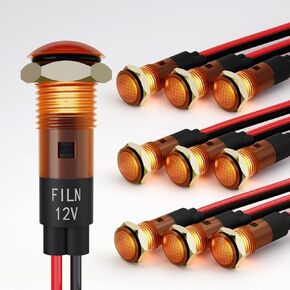 10 قطع 8 مم (5/16 بوصة) ضوء مؤشر 12 فولت LED مؤشر ضوء أضواء لوحة معدنية طيار 12 فولت 24 فولت مصباح دليلي أخضر مع ضوء إشارة (10 قطع أخضر)