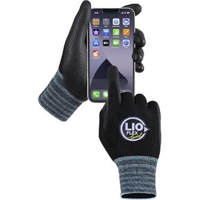 Nitrile Safety Work Gloves - 3 Pairs, Work Gloves with Grip for Men and Women, Lightweight Touchscreen Utility Working Gloves for Warehouse, Contruction, DIY, Home Improvement (Black, M)