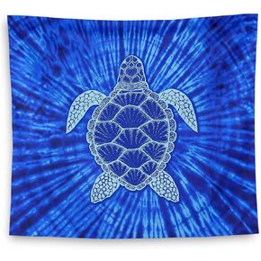 QGFM Sea Turtle Tapestry, Ocean Tapestry, Dark Blue Tie Dye Sea Turtle Tapestry Wall Hanging for Ocean Room Kids Room Nursery Classroom Playroom Decor, Sea Turtle Wall Decor, 50x60 Inches
