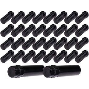 cciyu Set of 32 Black Spline Wheel Lug Nuts for Ford Excursion/for F-250 Super Duty/F-350 Super Duty 1999-2004 14X2.0 Open End 51mm Tall 3/4" Drive Hex Size with 2 Keys