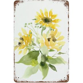 Habilboi Retro Sunflower Metal Tin Sign Wall Decor Vintage Sunflower Tin Sign for Summer tin Sign Home Living Room Kitchen Garden Farmhouse Outdoor Decor Gifts 8x12inch