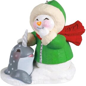 Hallmark Keepsake Plastic Christmas Ornament, Year Dated 2021, Snow Buddies Snowman and Goat