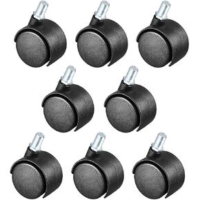 uxcell 8 Pcs 1.5 Inch Swivel Caster Wheels Nylon 360 Degree Threaded Stem Caster Wheel, M10 x 15mm, 33lb Capacity
