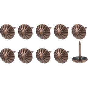 مسامير أظافر التنجيد (11 × 16 × 3 مم) 80 قطعة، دبابيس دفع الإبهام بنمط زهرة الحديد - لبناء المنزل، أثاث المطبخ المنزلي، لون نحاسي in Kuwait