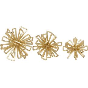 Deco 79 Metal Geometric Decorative Sculpture Wire Rod Orb Home Decor Statues, Set of 3 Accent Figurines 8", 7", 6"W, Gold in Saudi Arabia