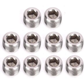 10PCS Pipe Plugs Fitting, 1/8" NPT Pipe Plug Stainless Steel Internal Hex Thread Socket Pipe Plug Fitting Internal Hex Countersunk Thread Socket Pipe Plug for Closing the End of Pipe