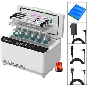 Insulin Cooler travel case keep cooling 2-8℃ with DC 12 Volt chargerPortable Insulin Refrigerator with Temperature LED Display 100-240V AC for Outdoor, Camping, RV, Truck, Boat