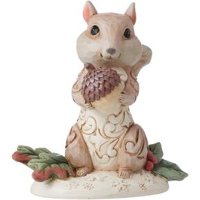 Enesco Jim Shore Heartwood Creek Four Seasons White Woodland Chipmunk Holding Acorn Figurine, 3.75 Inches