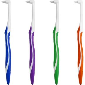 4-Pack Tuft Toothbrushes for Orthodontic Care, Interspace Tufted Brush with End-tuft Tapered Design, Soft Trim Bristles for Braces, Bridges, and Wisdom Teeth Gap, Dental Health Oral Care Tools