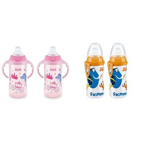 NUK Learner Straw Cup and Finding Dory Active Cup Bundle, 10 oz Toddler Cups, 8 Months Plus