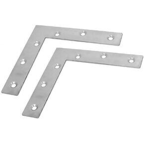 2 Pcs Stainless Steel Furniture Flat Right Angle Bracket L Shape Corner Brace Repair Plate 120x120mm/4.7''x4.7''
