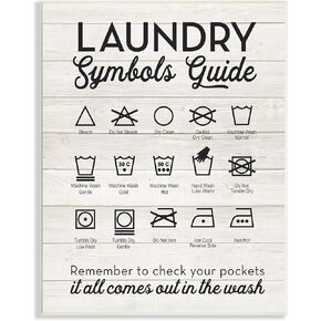 Stupell Industries Laundry Symbols Guide Typography Wall Plaque, 10x15, Multi-Color