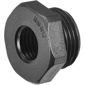 uxcell Threaded Reducing Bushings Nylon Connector Adaptor M20 Male Thread to M12 Female Thread Black