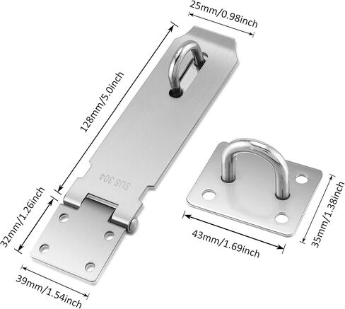 Lpraer 2 Pack Door Hasp Latch Lock 5 Inch Stainless Steel Safety Packlock Clasp Thick Door Gate Lock Hasp with Screws Brushed Finish for Furniture in Saudi Arabia