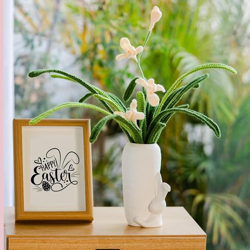 White Ceramic Vase Bunny Decor Vase, Spring Home Decor, Modern Vase for Easter Minimalist Decor for Table, Shelf, Bookshelf Decor Vase and Entryway Decor Vase in Saudi Arabia