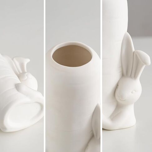 White Ceramic Vase Bunny Decor Vase, Spring Home Decor, Modern Vase for Easter Minimalist Decor for Table, Shelf, Bookshelf Decor Vase and Entryway Decor Vase in Saudi Arabia