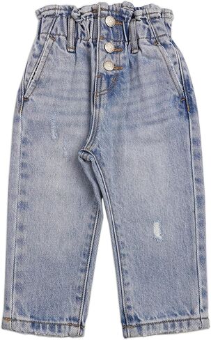 KIDSCOOL SPACE Baby Girls Jeans,Toddler Boy Elastic Waist with D-Ring Square-Shaped Pockets Straight Leg Denim Pants in Saudi Arabia