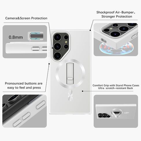 حافظة AUROX المغناطيسية لهاتف iPhone 15، متوافقة مع MagSafe، حافظة هاتف حماية من الدرجة العسكرية مقاومة للصدمات، غطاء هاتف واقٍ نحيف شفاف غير لامع، رمادي متدرج أسود in Kuwait