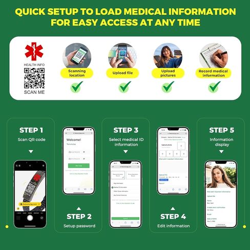 Upgraded Medical Bracelets Men Women with QR Code Medical Alert ID Bracelets - Titanium Steel Wristband Fits Wrists Up 8''-10'' - More Space Custom Emergency Medical ID Info in Saudi Arabia