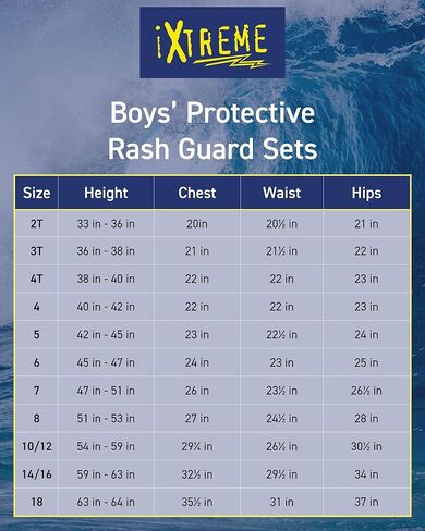 مجموعة الحماية من الطفح الجلدي للأولاد من iXtreme - قطعتان من قميص السباحة بعامل حماية من الأشعة فوق البنفسجية 50+ سريع الجفاف وبدلة استحمام (12M-18) in Kuwait
