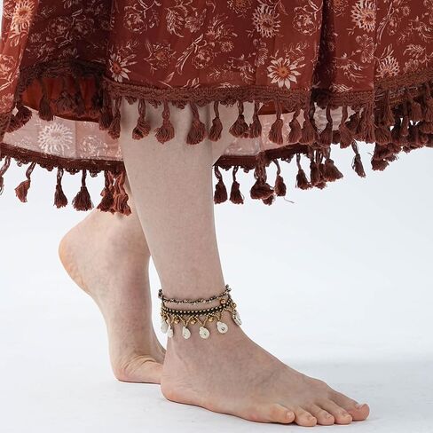 خلخال مطرز للنساء بوهو بيتشي سوار الكاحل مع جرس صغير in Kuwait