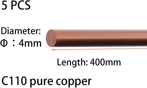 5PCS Pure Copper Round Rod Length 15.7" Dia 1/8" for grounding, Gardening, and Crafts etc. in Saudi Arabia