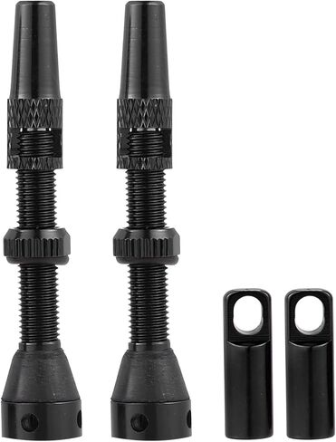 X AUTOHAUX 1 Set Universal Aluminum Alloy Rubber 44mm Bike Tubeless Valve Stems with Valve Core Remover Tool Kit and Valve Stem Caps for Mountain Bicycle Black in Saudi Arabia