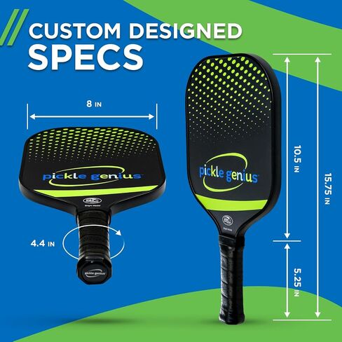 Pickleball Paddles by Pickle Genius - USAPA Approved 100% Raw Carbon Fiber Pickleball Paddle - Built-in State of The Art Technology for a Smart Combination of Power and Control - for All Levels in Saudi Arabia