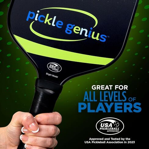 Pickleball Paddles by Pickle Genius - USAPA Approved 100% Raw Carbon Fiber Pickleball Paddle - Built-in State of The Art Technology for a Smart Combination of Power and Control - for All Levels in Saudi Arabia