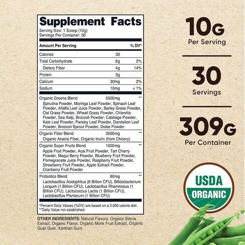 Nutricost Organic Super Greens Powder (30 Servings) - Superfood Supplement Drink Mix (30 Servings, No flavor added) in Saudi Arabia